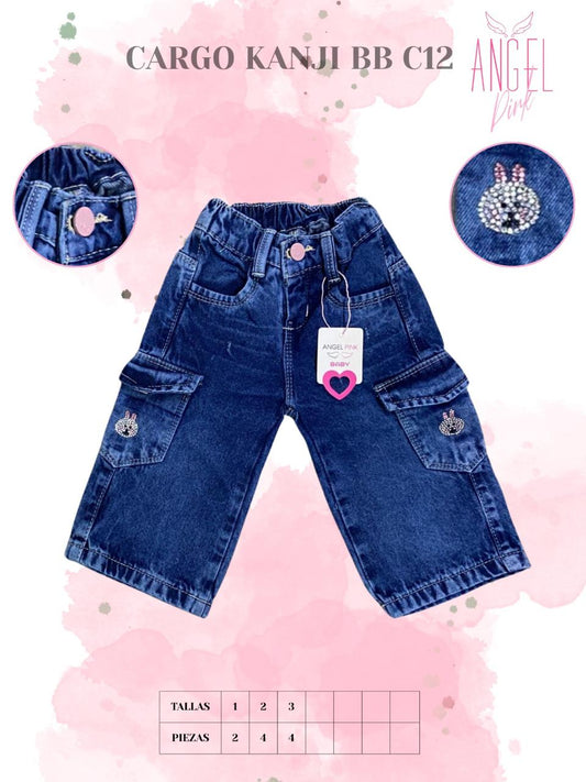 Pantalón Cargo Kanji Bebé Conejito Pedrería CARGO KANJI BB C12
