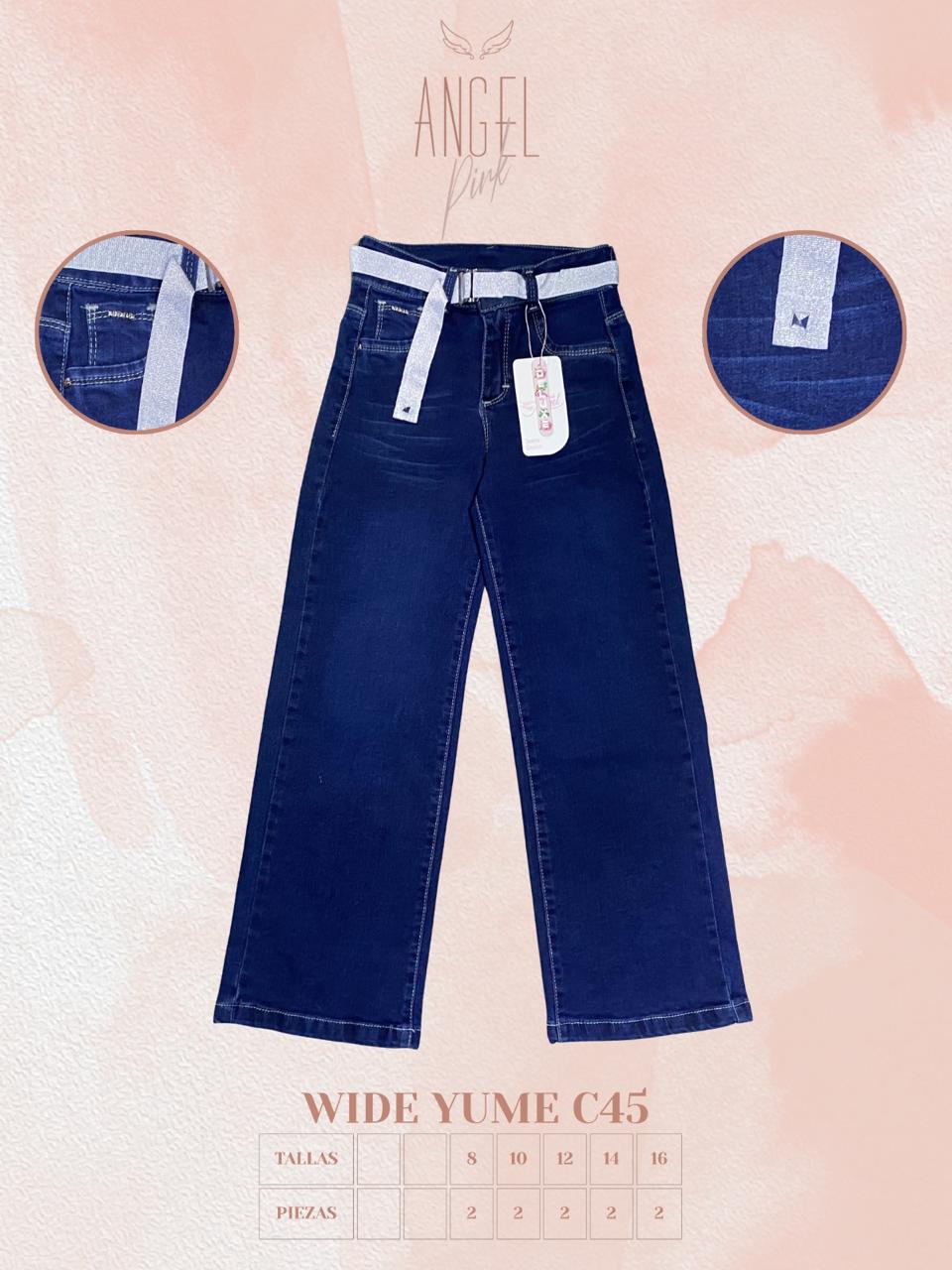 Wide Leg Niña liso cinturon YUME C45