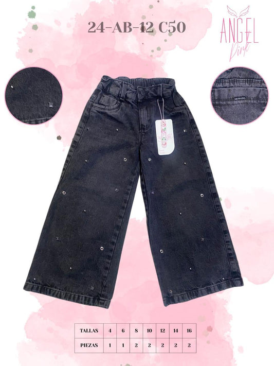Jean Negro con Estoperoles Angel Pink