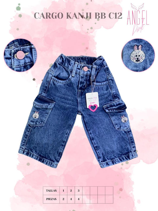 Pantalón Cargo Kanji Bebé Conejito Pedrería CARGO KANJI BB C12