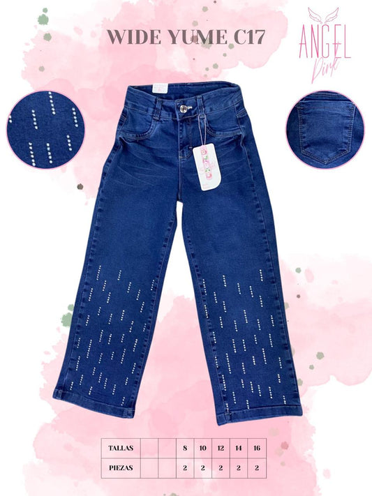 Jean Wide Leg Niña Pedrería WIDE YUME C17