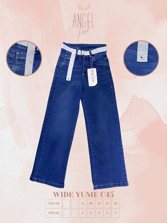 Wide Leg Niña liso cinturon YUME C45